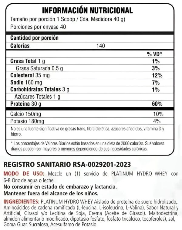 Alternative view of Platinum Hydrowhey Optimum Nutrition