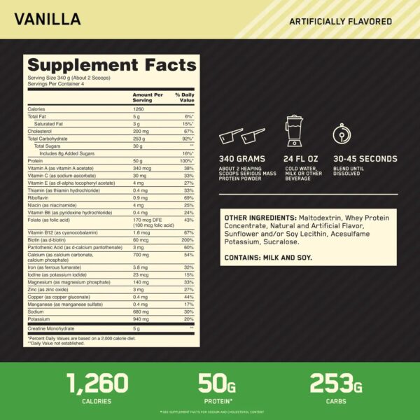 Alternative view of Serious Mass Optimum Nutrition