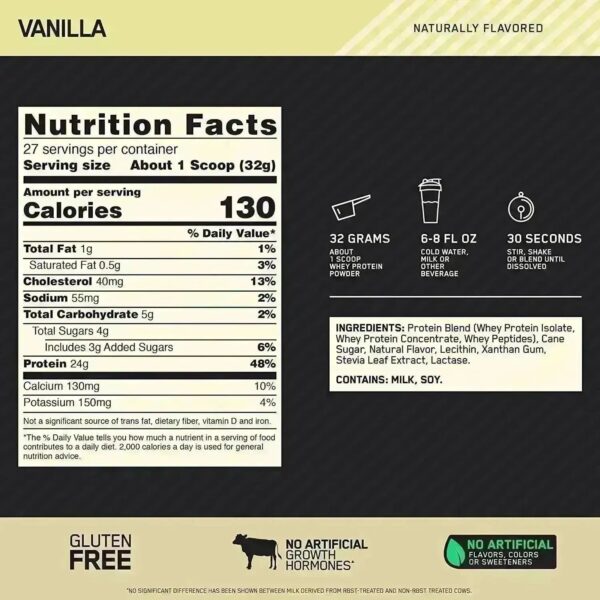 Alternative view of Gold Standard 100% Whey Naturally Flavored Optimum Nutrition